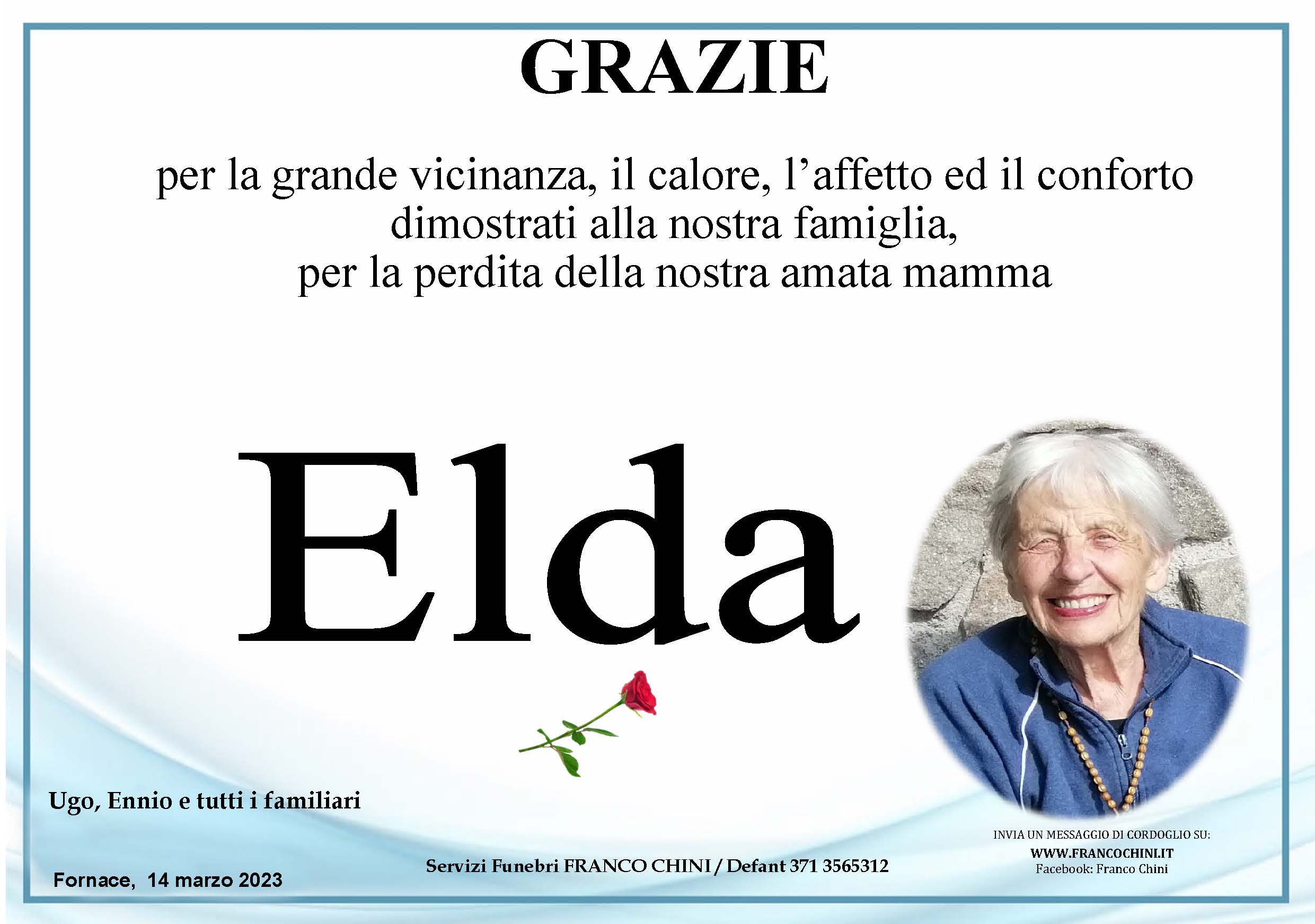 ringraziamento ANTONELLI ELDA