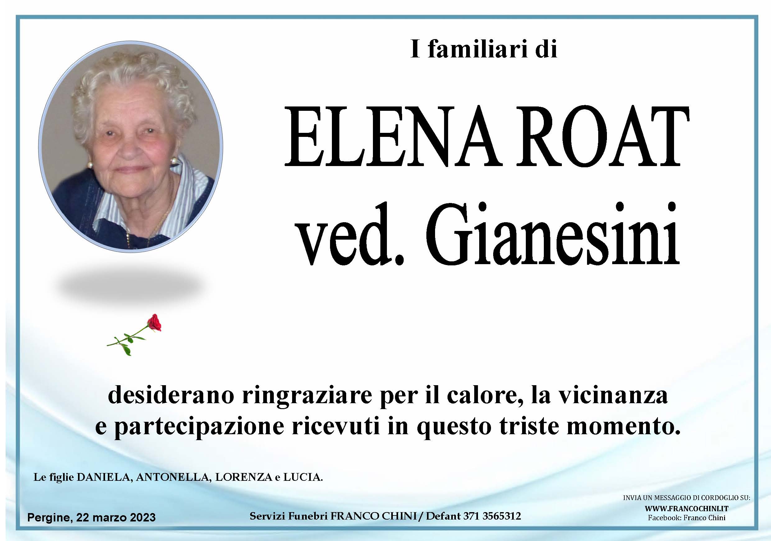 ringraziamento Elena Roat