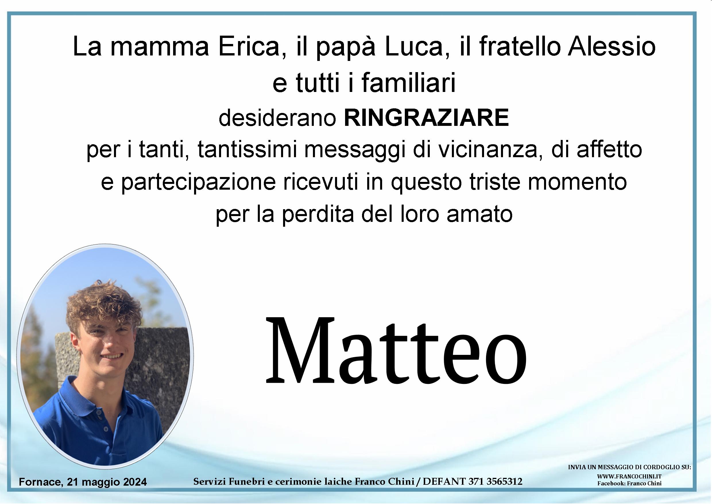 Matteo Lorenzi Ringraziamento